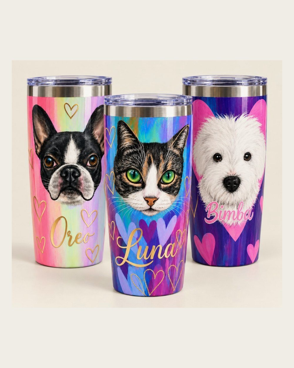 Termos · Retratos de mascotas, pintado a mano por Artekalemu