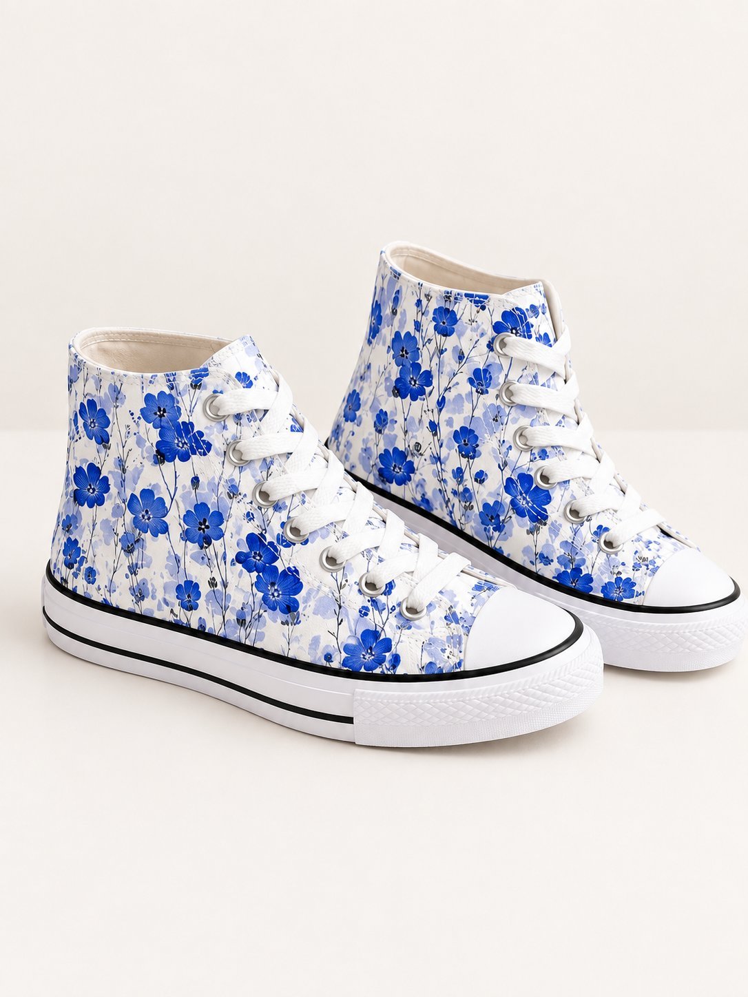 Zapatillas personalizadas a mano Artekalemu, diseño Azul Botánico
