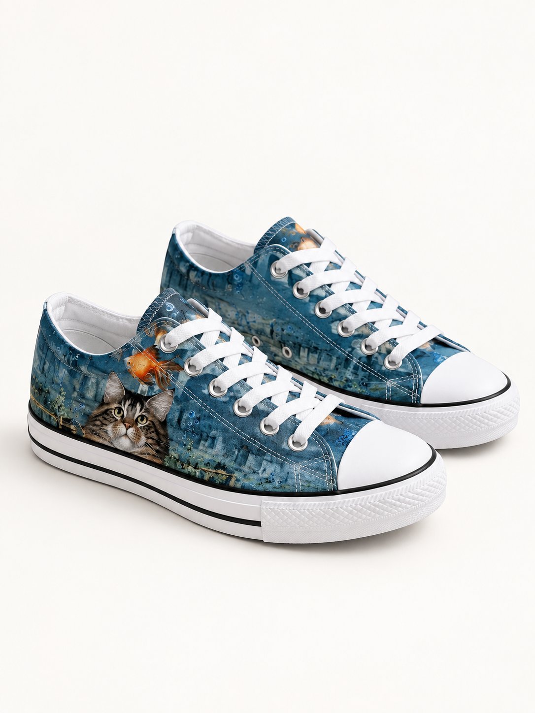 Zapatillas personalizadas a mano Artekalemu, diseño Gato Curioso